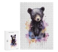 Per Adulti 300 PCS Puzzle Watercolor Baby Black Bear Puzzle Giochi Rilassanti Decorazione Perfetta Regali Unici Per Compleanno E Natale 300 PCS