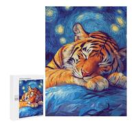 Per Adulti 500 PCS Puzzle Tiger Sleeping Under Starry Night Puzzle Giochi Rilassanti Decorazione Perfetta Regali Unici Per Compleanno E Natale 500 PCS