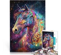 per adulti Puzzle educativo da 1000 pezzi Cavallo nell'arte colorata Fatto di carta,per età 14+ Decorazione della casa perché è ideale come regalo per tutta la famiglia。misurare:38x52cm