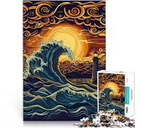 per adulti Puzzle educativo da 1000 pezzi “Onde dell'oceano del faro” Fatto di carta,Adatto a persone dai 14 anni in su sfida educativa perché è ideale come regalo per tutta la famiglia。
