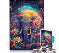 per adultiPuzzle da 1000 pezzi Elefante psichedelico Fatto di legno，da 14 anni in su Per il divertimento in famiglia Migliorare l'amore tra le coppie。misurare：50x75cm/19.68x29.52pollice