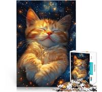 per adultiPuzzle da 1000 pezzi Gattino addormentato nello spazio Fatto di cartone Adatto a partire dai 14 anni Giochi rilassanti Migliorare l'amore tra le coppie misurare:26x38cm