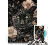 per adultiPuzzle da 1000 pezzi Leopardo nero floreale Fatto di cartone Adatto a partire dai 14 anni Gioco di famiglia per e Un'opera d'arte misurare:38x52cm