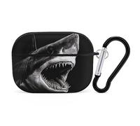 Per AirPods Pro Custodia Cover Testa di Squalo Nero per AirPods Pro 2/Pro Custodia Protettiva Supporta Custodia di Ricarica Wireless Wired