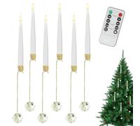Per Albero Di Natale Con Telecomando - Tremolanti Senza Fiamma Con Telecomando - Decorazione 6 Pezzi con Gancio a Pallina Perlata per Casa Feste Cucina Esterno Festa