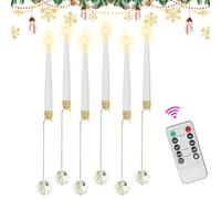 per albero di Natale, senza fiamma con telecomando per albero di Natale, 6 pezzi LED senza fiamma con gancio a perla, per esterni, vacanze, casa, matrimoni, feste, uomini e donne