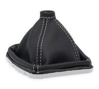 PER ALFA ROMEO 159 2004-2011 CUFFIA LEVA CAMBIO PELLE NERA CUCITURE BIANCHE