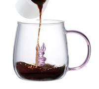 per animali domestici - da caffè 3D in borosilicato trasparente da 380 ml | Portatile per bevande calde e fredde - Taste resistente al calore per viaggi e casa