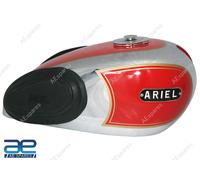 Per Ariel 350cc serbatoio benzina cromato e verniciato rosso + tappo e ginocc...