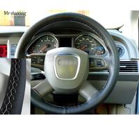 Per Audi A3 04-12 Nera Vera pelle Italiana Copertura Del Volante Cucitura Bianca