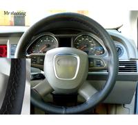 Per Audi A3 04-12 Nera Vera pelle Italiana Copertura Del Volante Grigio Punto