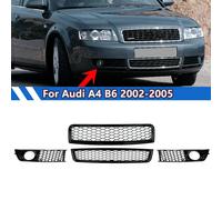 Per Audi A4 B6 2002-05 Nero RS Style Anteriore Superiore Inferiore Griglia + Fendinebbia Griglia A4B6 A Nido D'ape Maglia Centrale Inferiore Netto