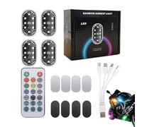 Per Auto A LED Wireless - Silicone ABS 4 Pezzi | Illuminazione Ambientale Luminosa E Impermeabile Con Telecomando | Lampada Flash Decorativa Di Avvertimento Stroboscopico Per Il Bagliore Della Lu