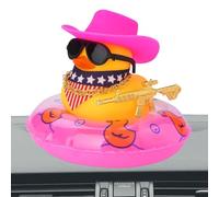 per Auto gommosa Giallo - Duck Occidentale con -Cappello Swimming Loisses Chain Collo | Figura di Cowboy divertente come decorazione per il tavolo da pranzo interno 'automobile