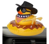 per Auto gommosa Giallo - Duck Occidentale con -Cappello Swimming Loisses Chain Collo | Figura di Cowboy divertente come decorazione per il tavolo da pranzo interno 'automobile