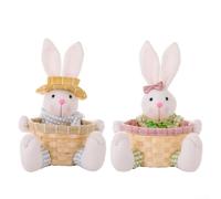 per bambola Coniglio Pasquale con Cesto in Rattan 29cm | Realizzata in tessuto e rattan stabile perfetta per conservare dolci grazie al cestino per ideale per caccia per alle uova