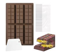 Per Barrette Di Cioccolato In Silicone 6 Cavità | Per Caramelle Con Raschietto E 100 Sacchetti,Stampo A Sgancio Facile Per Caramelle, Sapone, Cucina, Cera, Torta, Gomme, Casa, Dolci E Cioccolato