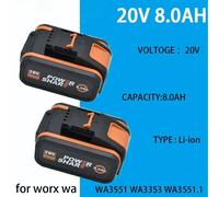 Per batteria al litio Worx 20V 8.0Ah ricaricabile WA3553 WA3551 WA3553.1 WA3570 per tutti gli attrezzi elettrici e da giardino WORX Worx 6AhX1