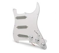 Per Battipenna Per Chitarra Elettrica ST SSS Silver Pickup E Gruppo Scratchplate Precablato Caricato(White)