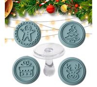Per Biscotti Di Natale Feste Di Natale Riutilizzabile Liscio Rotondo | Set Stampo Pressa Per Cucina Panetteria Casa Caffè Ristorante Scuola Aula Studio Mensa Blu