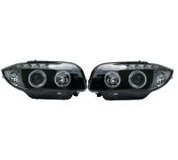 Per BMW 1 Series E81 E82 E87 E88 Fari Proiettori DRL Con Anelli Angel Neri
