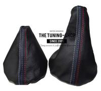 Per Bmw 5 E34 1988-96 Cuffia Leva Cambio E Freno Pelle Nero Cuciture M3