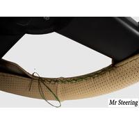 Per BMW E31 89-99 Beige Perforata Copertura Del Volante IN Pelle Verde Cuciture
