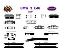 PER BMW E46 3 SERIE INTERNI Kit Assetto Cruscotto 3M DASH TRIM BLACK SET 1998...
