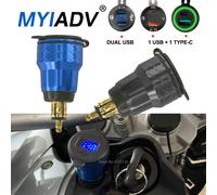 Per BMW F900XR R1250GS R1200GS R1200RT R1300GS ADV R12 QC3.0 Dual USB Moto Caricatore Presa di corrente Adattatore Accendisigari USB-Type C-BL Light