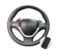 Per BMW X5 E70 2011 2012 2013 X6 Coprivolante per interni auto in pelle traforata e cucito a mano(Nero)
