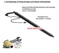 Per Bmw X6 (E71) 10/2010-07/2014 Pistoncino Elettrico Post. Dx C/Chiusura Autom.