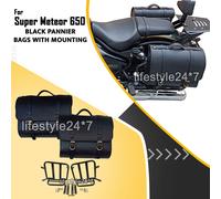 Per borse da sella Royal Enfield in vera pelle e montaggio Super Meteor 650 nero