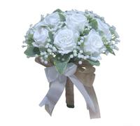 Per bouquet da sposa in stile foresta con rose artificiali in fiori di seta e fiocchi decorativi, progettato per cerimonie nuziali e fotografia (pasta di fagioli rossi)