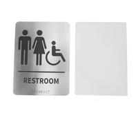 Per Braille, per igienico, acciaio inossibile, autoadesivo, icone rialzate, sedia a rotelle dell'handicap unisex, bagno per il bagno