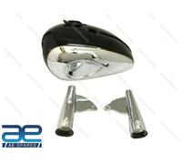Per BSA A65 THUNDERBOLT Serbatoio Carburante Nero E Cromo Con Set Di Forche AEs