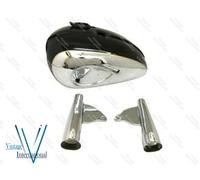 Per BSA A65 THUNDERBOLT Serbatoio Carburante Nero E Cromo Con Set Di Forche @US