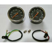 Per BSA Norton Smiths Replica 150 Mph Tachimetro Giri Contagiri Coppia Nero