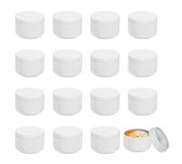 Per candele 3oz, 16 barattoli metallici bianchi con coperchio