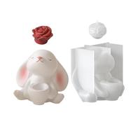 Per Candele,Coniglio 3D Riutilizzabile a Superficie Antiaderente per Lavoretti | Stampo Per Candela Coniglio Vaso Da Fiori - Per Famiglia e Amici per Pasqua, Compleanno e Feste in Casa
