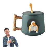 per cani, 13 x 9 x 8,5 cm, 420 ml, in ceramica con coperchio, cucchiaio, simpatica da caffè e tè 3D per donne, coppie, decorazione per la casa, regalo quotidiano per cani