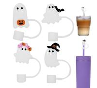 Per Cannucce Di Halloween - Coperchi Per Cannucce In Silicone Riutilizzabili, Confezione Da 4 Decorazioni Fantasma Spettrali Per Bambini, Adulti, Ragazzi, Ragazze, Cucina, Vacanze, Ringrazia