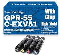 Per Canon C5535 C5540 C5550 C5560 Cartucce di toner compatibili GPR-55 C-EXV51 GPR55 CEXV51 Toner per Canon C5535I C5540I C5550I C5560I C5735I C5740I C5750I C5760I Stampanti,4Pack-GPR55 CEXV51