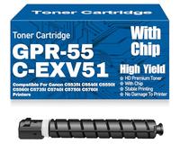 Per Canon C5535I C5540I C5550I C5560I C5735I C5740I C5750I C5760I Cartucce toner GPR-55 C-EXV51 compatibili con chip, ad alta capacità,Yellow-GPR55 CEXV51