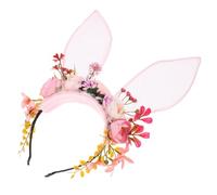 per capelli con orecchie di coniglio, per capelli, con copricapo floreale, per feste di Pasqua, orecchie di coniglio primaverile, cosplay, tessuto artificiale
