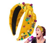 per capelli Mardi Gras, fasce per capelli Mardi Gras per donna, Fascia larga per carnevale con strass, Fascia per capelli ingioiellata di carnevale con strass, colori diversi per la festa de