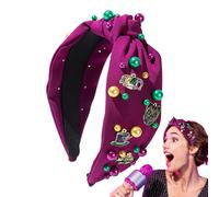 per capelli Mardi Gras, fasce per capelli Mardi Gras per donna - Fascia per capelli spessa da sfilata di carnevale con nodo largo | Fascia per capelli Mardi Gras con gioielli in diversi colo