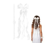 per capelli per comunione, bianco con perle | Copricapo da ragazza con fiori, per cerimonie, feste, compleanni, eventi speciali, chiesa, cena formale, sala da pranzo
