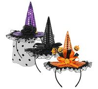 - per capelli per Halloween, 3 pezzi, cappello da strega, costume di Halloween, strega, per capelli, per feste di carnevale, Halloween, feste