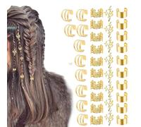 per capelli per trecce - metallo massiccio, 40 fermagli per capelli, dreadlock, treccia, gioielli decorativi per capelli, eleganti per donne, polsini regolabili, anelli intrecciati