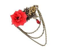 per Capelli Steampunk da Donna Teschio Decorativo con Rosa e Catena in